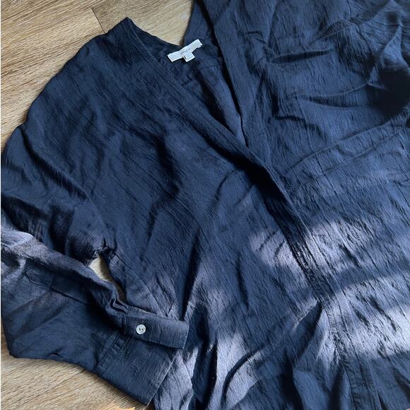 Vince Drapey Stripe V-Neck Blouse XS - Picture 3 of 9